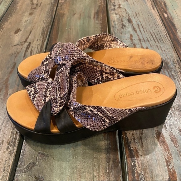 Corso Como 6.5 Wynnter Platform Slide Sandal Snakeskin Print Leather Wedge Shoes - Picture 6 of 15